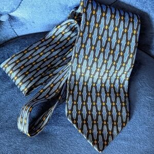 Richel Royal 100%Silk Handmade in Spain Blue Black Gold Necktie
